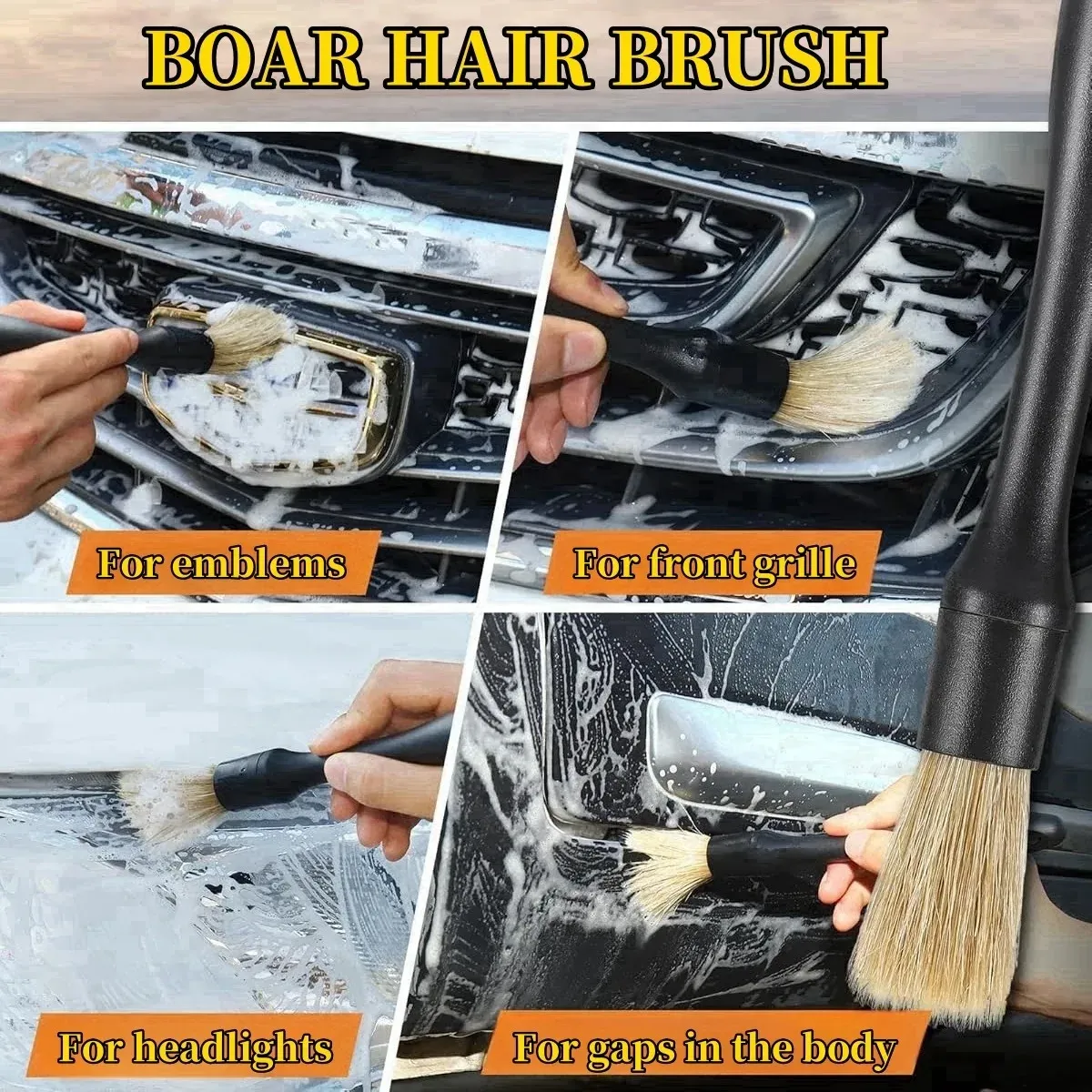 Détail des brosses pour l'intérieur automobile