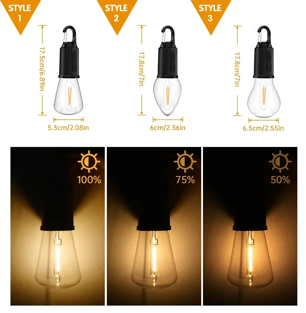 Lanterne LED rechargeable par USB pour camping et pêche, éclairage d'urgence haute luminosité 2