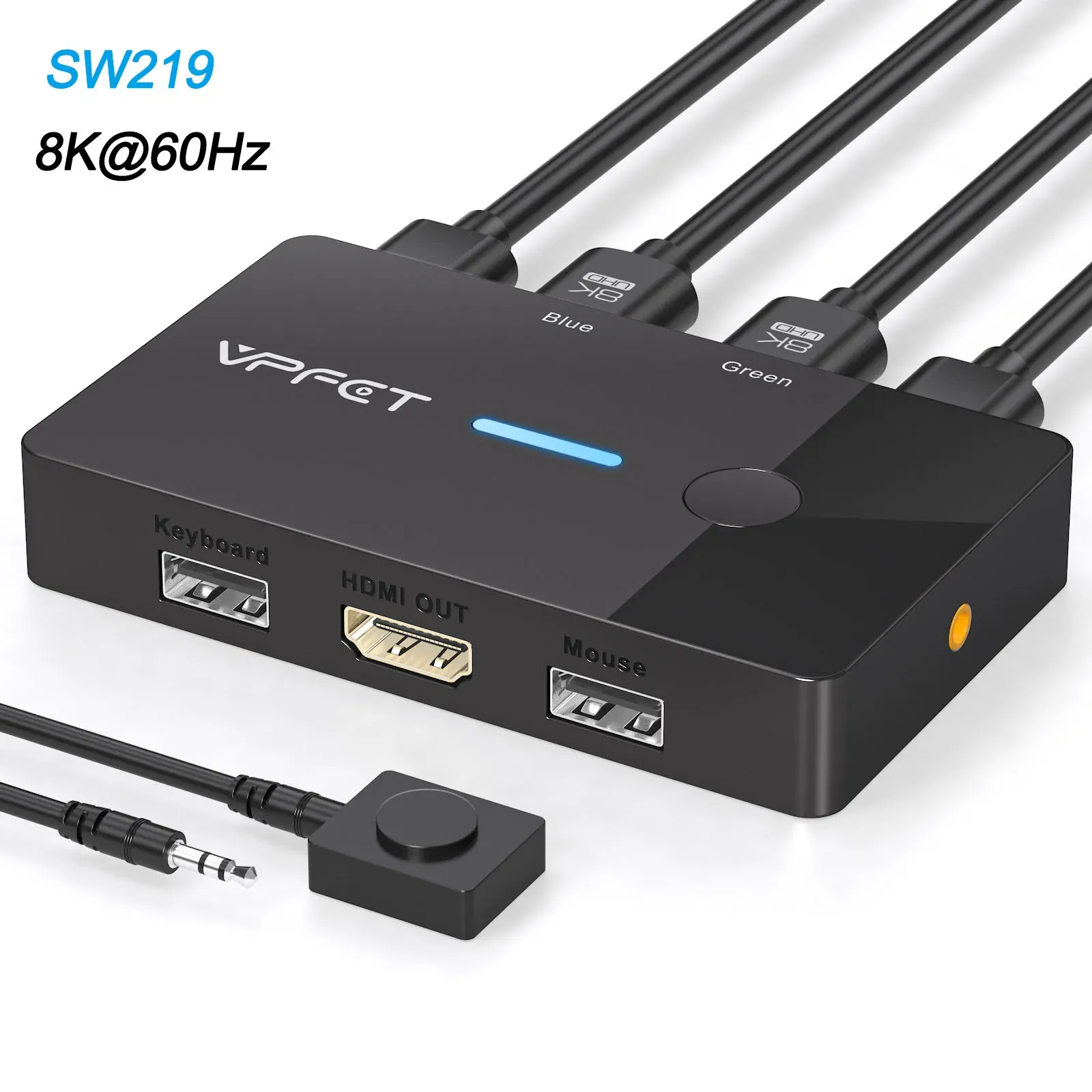 Commutateur KVM HDMI 4K 60 Hz, 1 écran, 2 ordinateurs, partage clavier et souris, hub USB, compatible Windows, Mac et Linux, sans alimentation externe 7