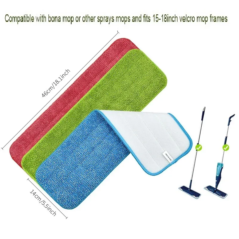 Balai serpillière à spray avec tête de rechange réutilisable en microfibre lavable pour sols de cuisine, couloir et école 2