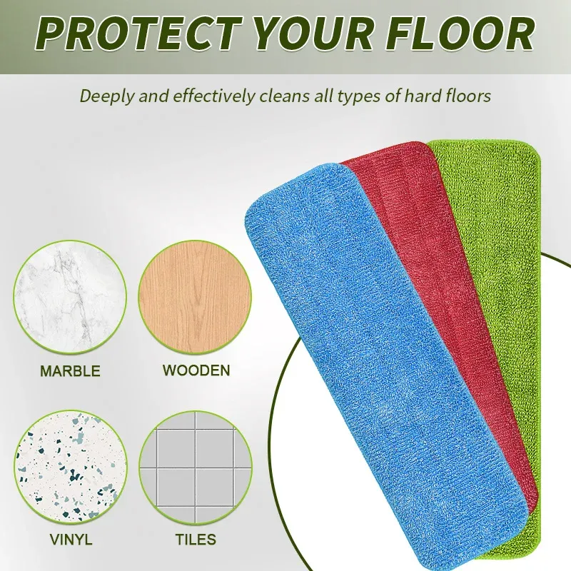 Balai serpillière à spray avec tête de rechange réutilisable en microfibre lavable pour sols de cuisine, couloir et école 6
