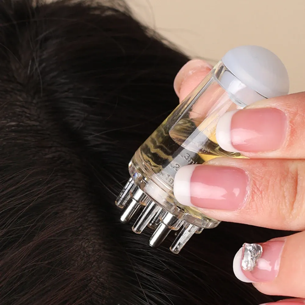 Applicateur de cuir chevelu, solution de repousse et de coiffage des cheveux, peigne de guidage, tête hexagonale, rouleau d'huile, peigne de massage, outils de relaxation 4
