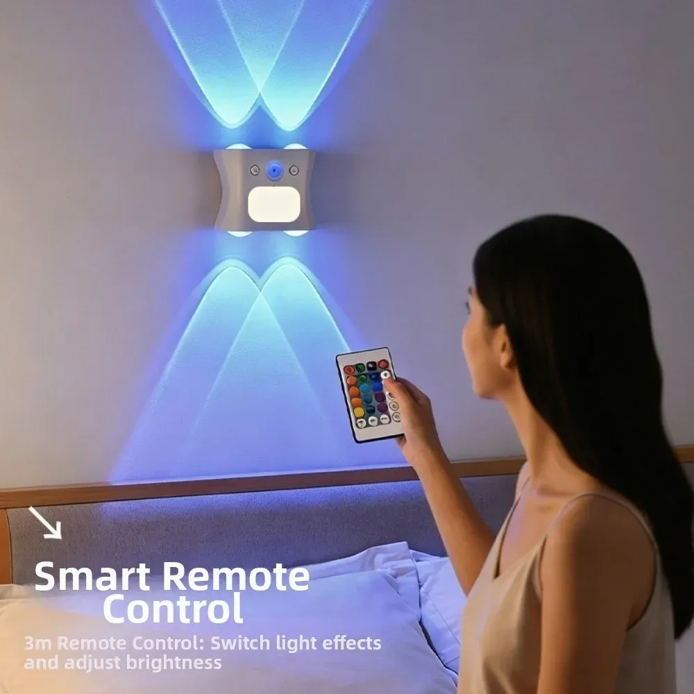 Veilleuse murale rechargeable à détecteur de mouvement sans fil, RGB 16 couleurs avec télécommande - Image 1