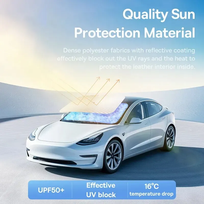 Pare-soleil pour pare-brise de voiture avec bordure élargie, protection solaire d'été pour fenêtre avant 3