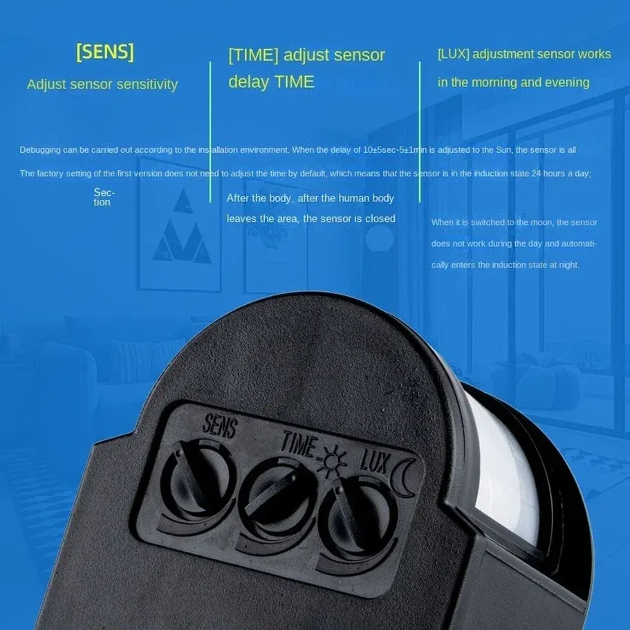 Détecteur de mouvement PIR à éclairage LED et infrarouge automatique pour extérieur, AC 110 V / 220 V, 12 V, 24 V 2