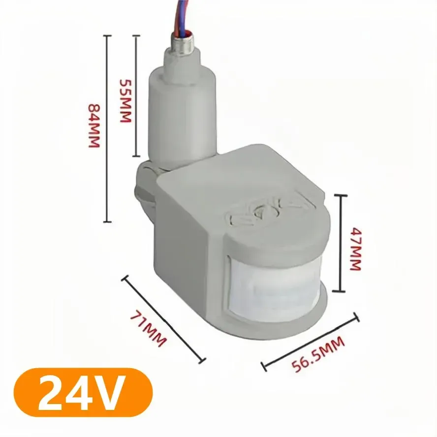 Détecteur de mouvement PIR à éclairage LED et infrarouge automatique pour extérieur, AC 110 V / 220 V, 12 V, 24 V 12
