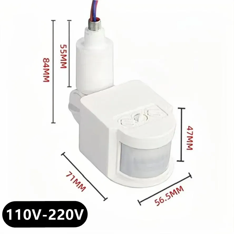 Détecteur de mouvement PIR à éclairage LED et infrarouge automatique pour extérieur, AC 110 V / 220 V, 12 V, 24 V 15