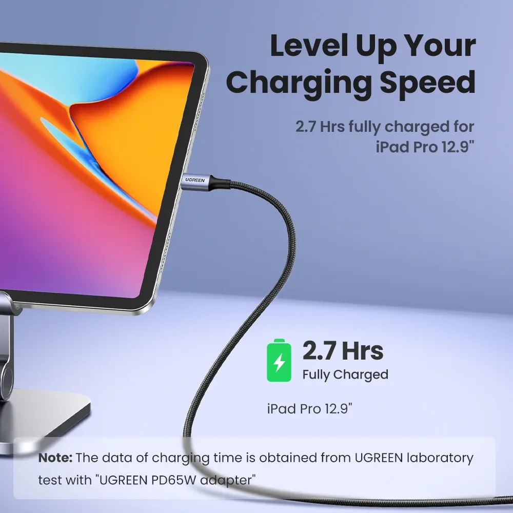Câble USB Type-C vers USB-C 100 W UGREEN, charge rapide 5 A avec puce e-marker, compatible iPhone 17, iPhone 16, MacBook, iPad, Samsung et Poco 3