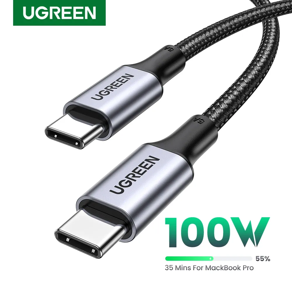 Câble USB Type-C vers USB-C 100 W UGREEN, charge rapide 5 A avec puce e-marker, compatible iPhone 17, iPhone 16, MacBook, iPad, Samsung et Poco