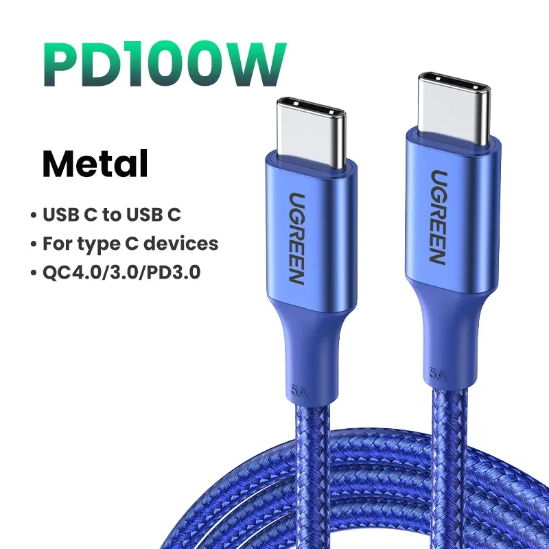 Câble USB Type-C vers USB-C 100 W UGREEN, charge rapide 5 A avec puce e-marker, compatible iPhone 17, iPhone 16, MacBook, iPad, Samsung et Poco 10