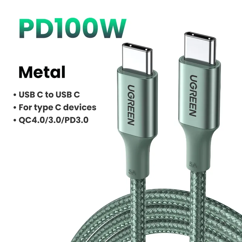 Câble USB Type-C vers USB-C 100 W UGREEN, charge rapide 5 A avec puce e-marker, compatible iPhone 17, iPhone 16, MacBook, iPad, Samsung et Poco 13