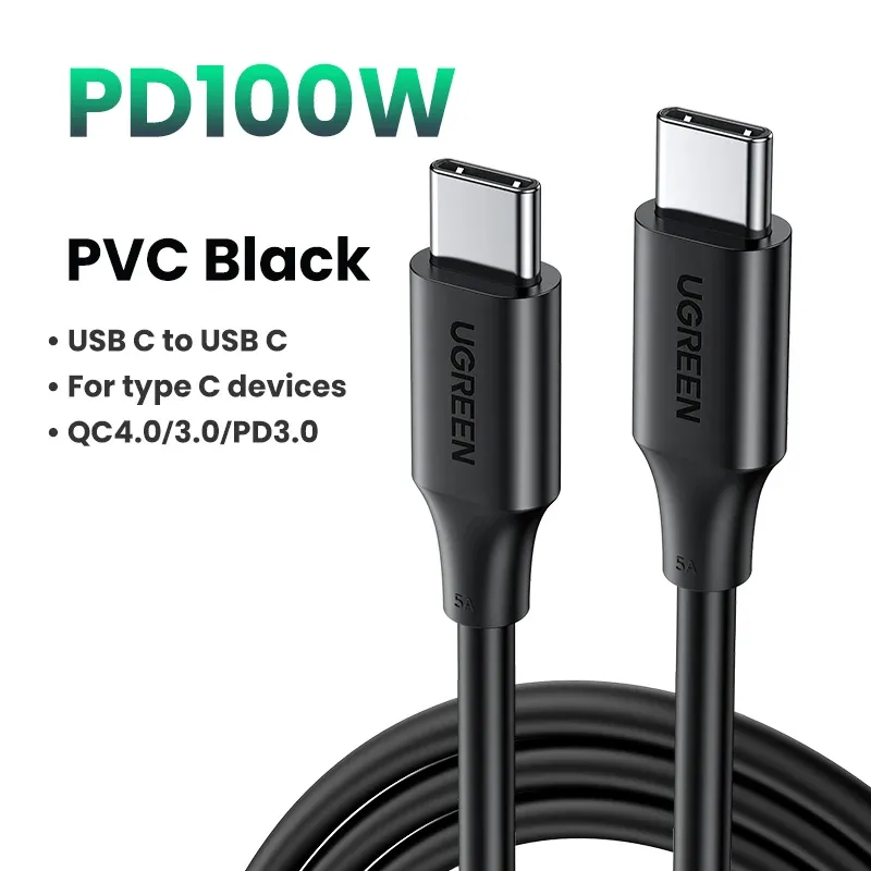 Câble USB Type-C vers USB-C 100 W UGREEN, charge rapide 5 A avec puce e-marker, compatible iPhone 17, iPhone 16, MacBook, iPad, Samsung et Poco 9