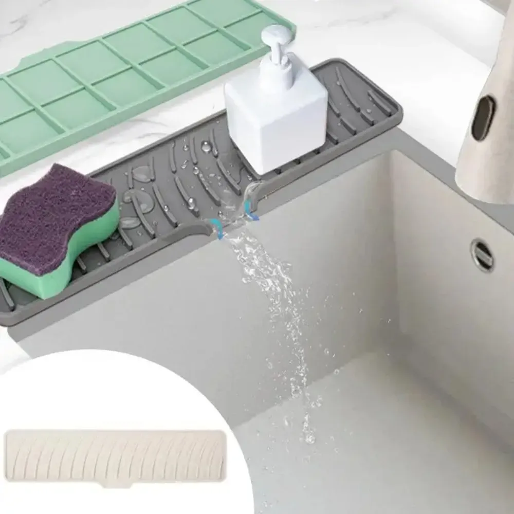 Tapis de séchage en silicone antidérapant à drainage incliné pour évier et robinet 6