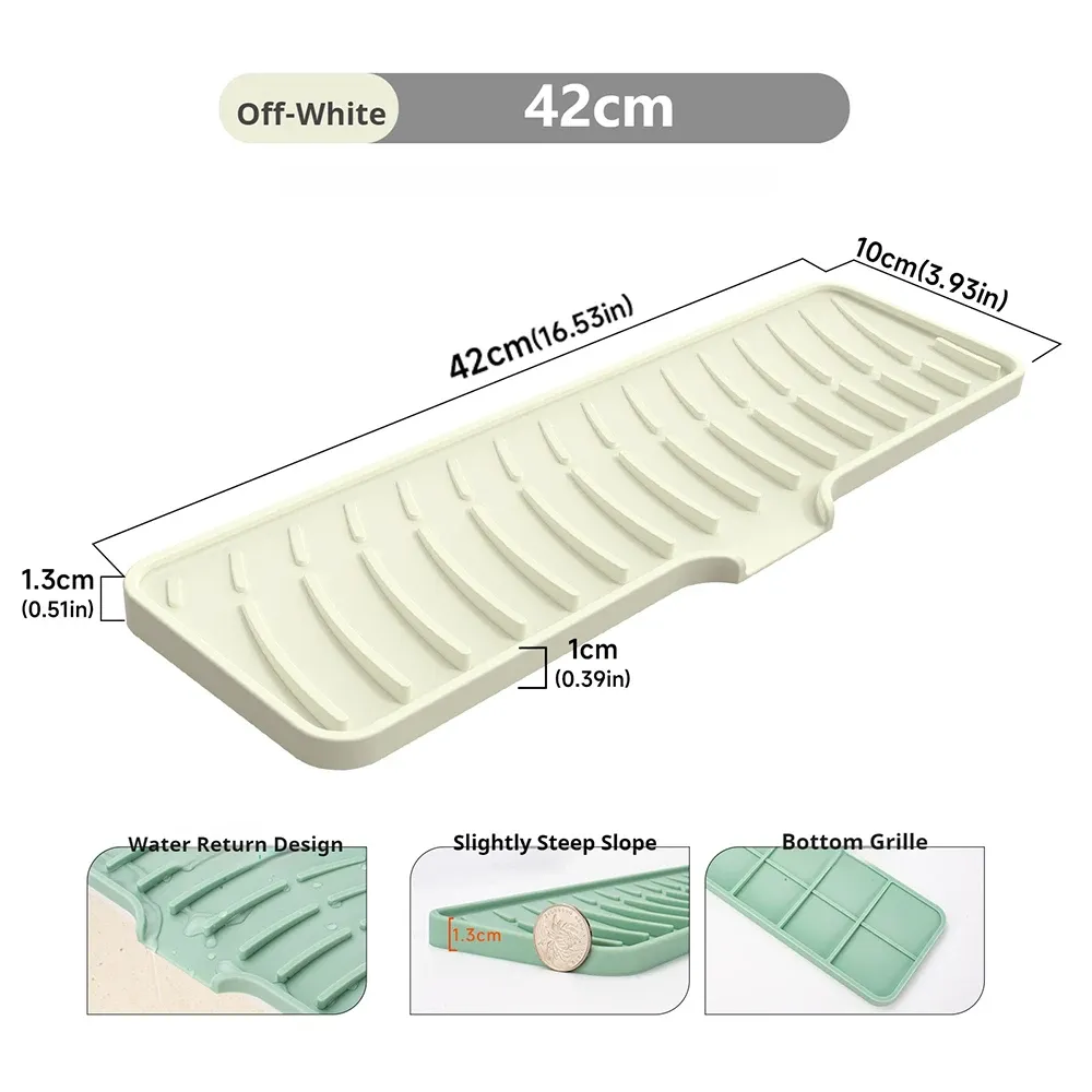 Tapis de séchage en silicone antidérapant à drainage incliné pour évier et robinet 18
