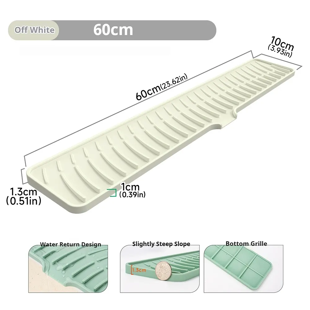 Tapis de séchage en silicone antidérapant à drainage incliné pour évier et robinet 11