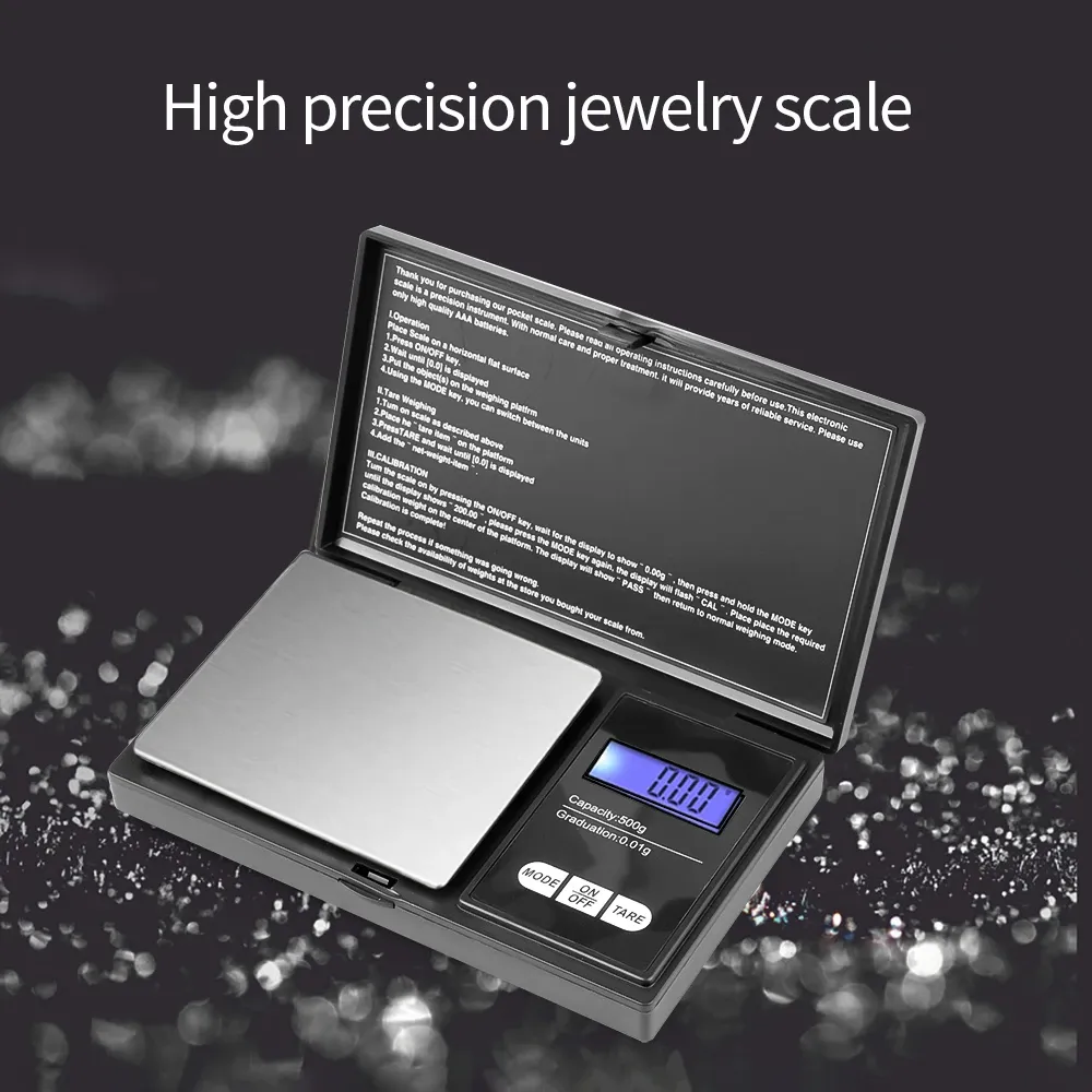 Mini balance à bijoux numérique en acier inoxydable, précision 0,01 g, balance de poche portable pour or, outil de pesée compact 6