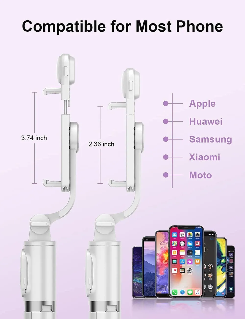 Perche à selfie Bluetooth sans fil avec trépied portable pliable, lumière de remplissage intégrée et télécommande pour smartphone Android et iPhone 4