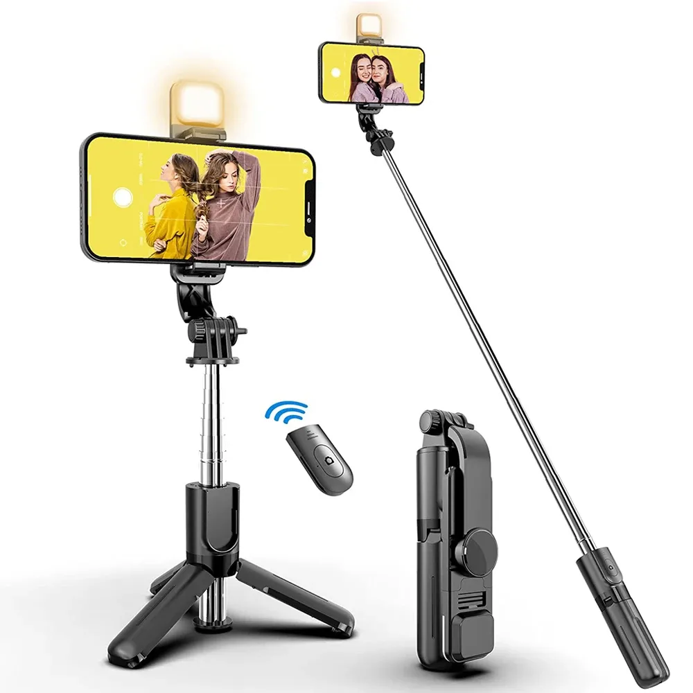 Perche à selfie Bluetooth avec trépied, vue d'ensemble