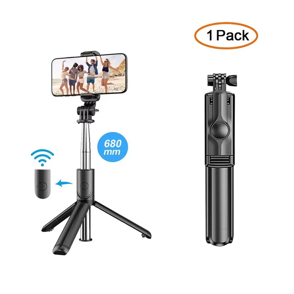 Perche à selfie Bluetooth sans fil avec trépied portable pliable, lumière de remplissage intégrée et télécommande pour smartphone Android et iPhone 9