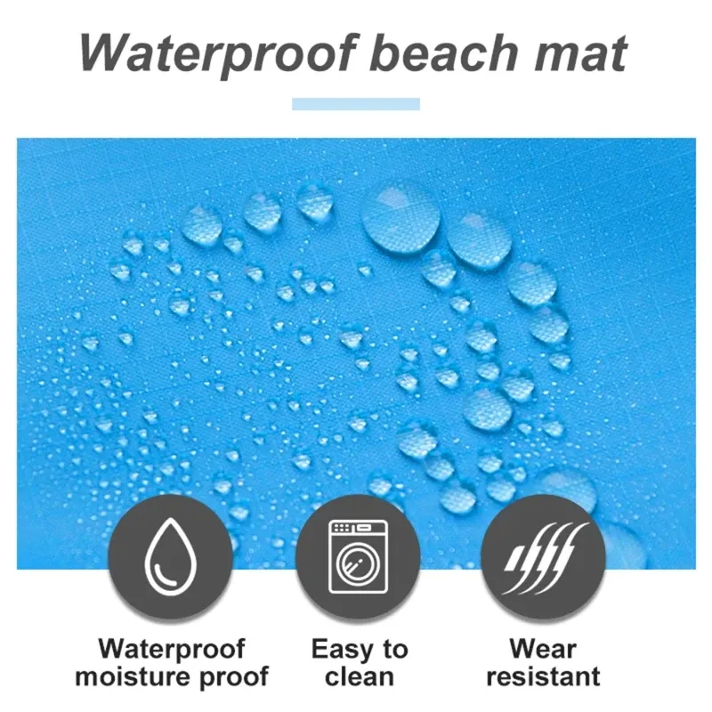 Tapis de plage imperméable extra large, couverture de camping d'extérieur pliable, tapis de pique-nique léger et portable sans sable 6