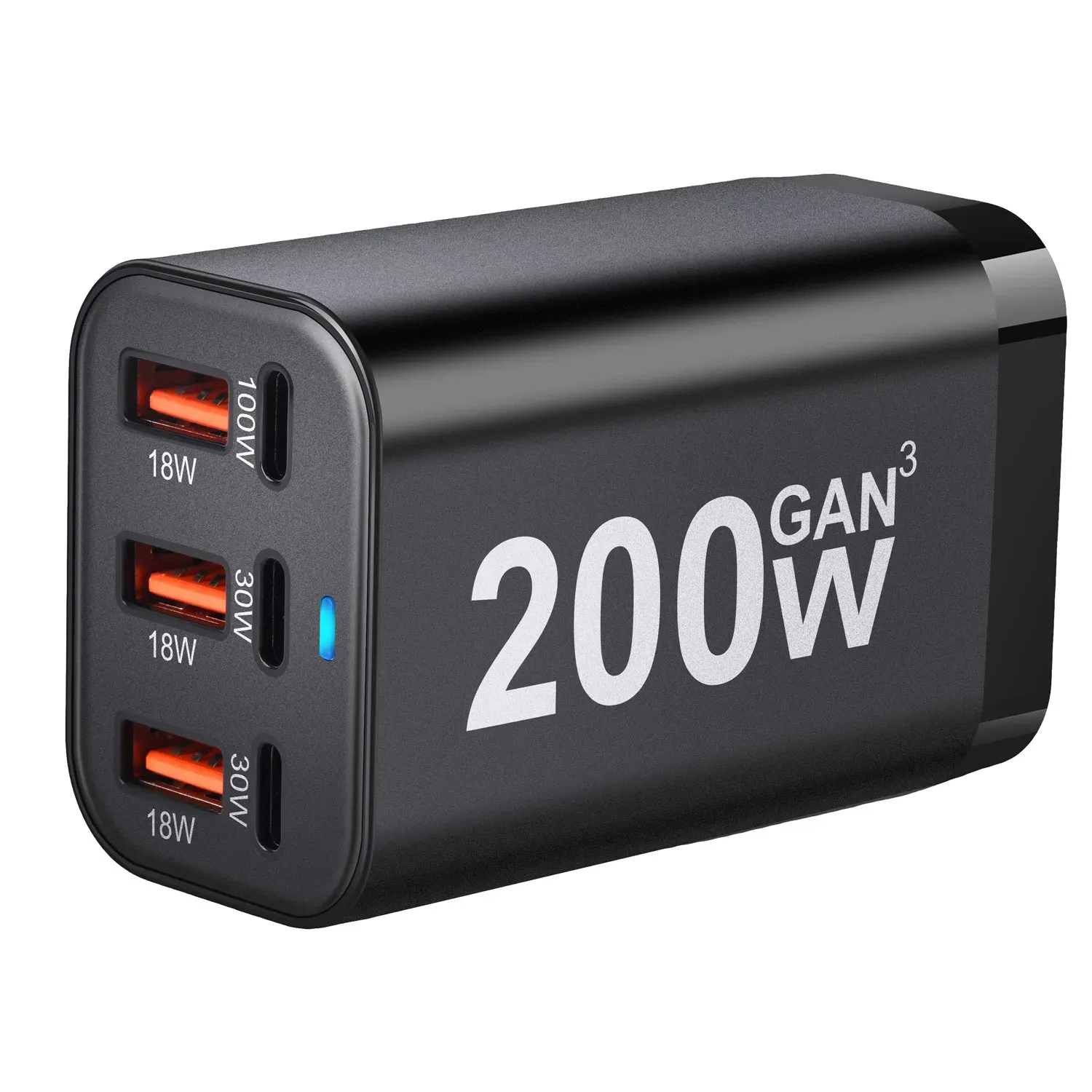 Chargeur USB-C rapide 200 W à 6 ports, technologie GaN, adaptateur secteur compatible iPhone 14/13/12 et Samsung Galaxy S23/S22/S21 3