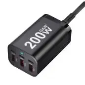 Chargeur USB-C rapide 200 W à 6 ports, technologie GaN, adaptateur secteur compatible iPhone 14/13/12 et Samsung Galaxy S23/S22/S21 7