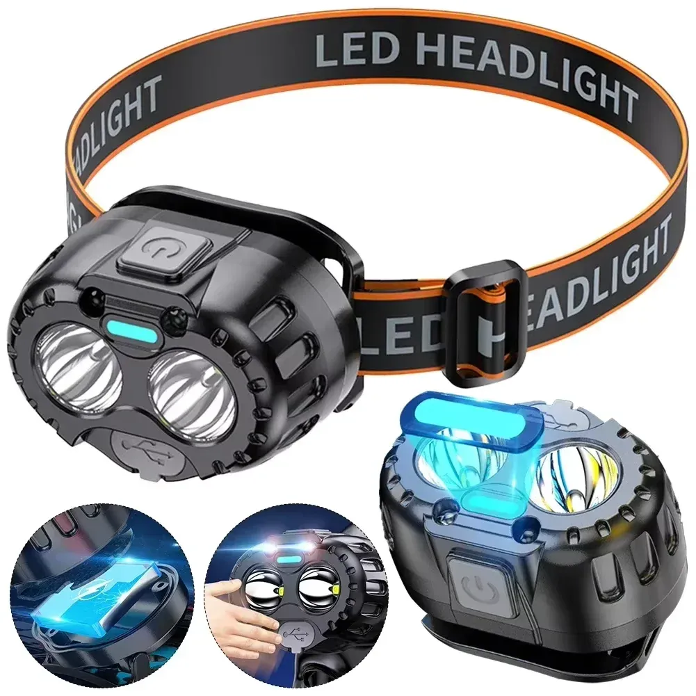 Lampe frontale LED étanche IPX4, 250 lumens, XPE, batterie 500 mAh, pour la pêche, le camping et la randonnée - Image 1