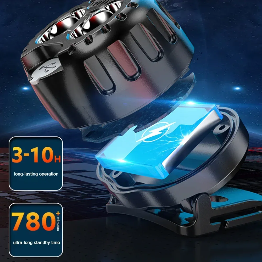Lampe frontale LED étanche IPX4, 250 lumens, XPE, batterie 500 mAh, pour la pêche, le camping et la randonnée 5