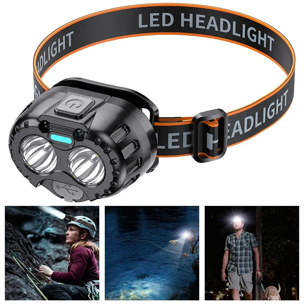 Lampe frontale LED étanche IPX4, 250 lumens, XPE, batterie 500 mAh, pour la pêche, le camping et la randonnée 6