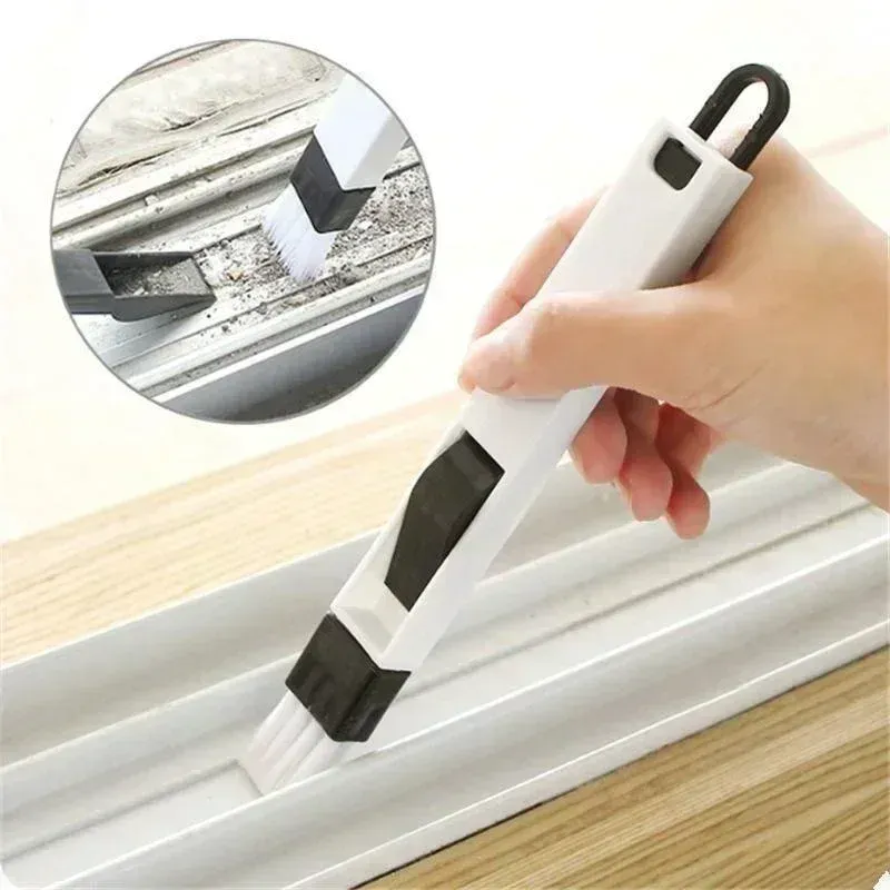 Brosse de nettoyage pour rail de fenêtre, brosse pour coin de clavier et pelle à poussière - Image 1