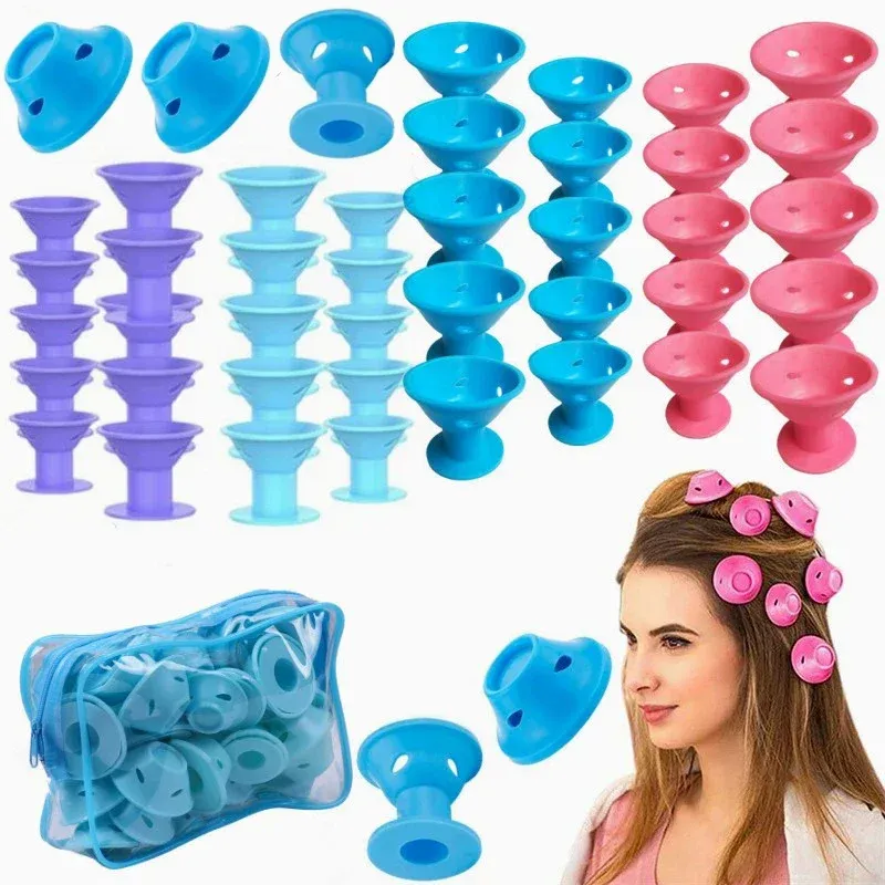 10/20 pièces Bigoudis en silicone souple sans chaleur, rouleaux à cheveux sans clips, outils de coiffure DIY 3