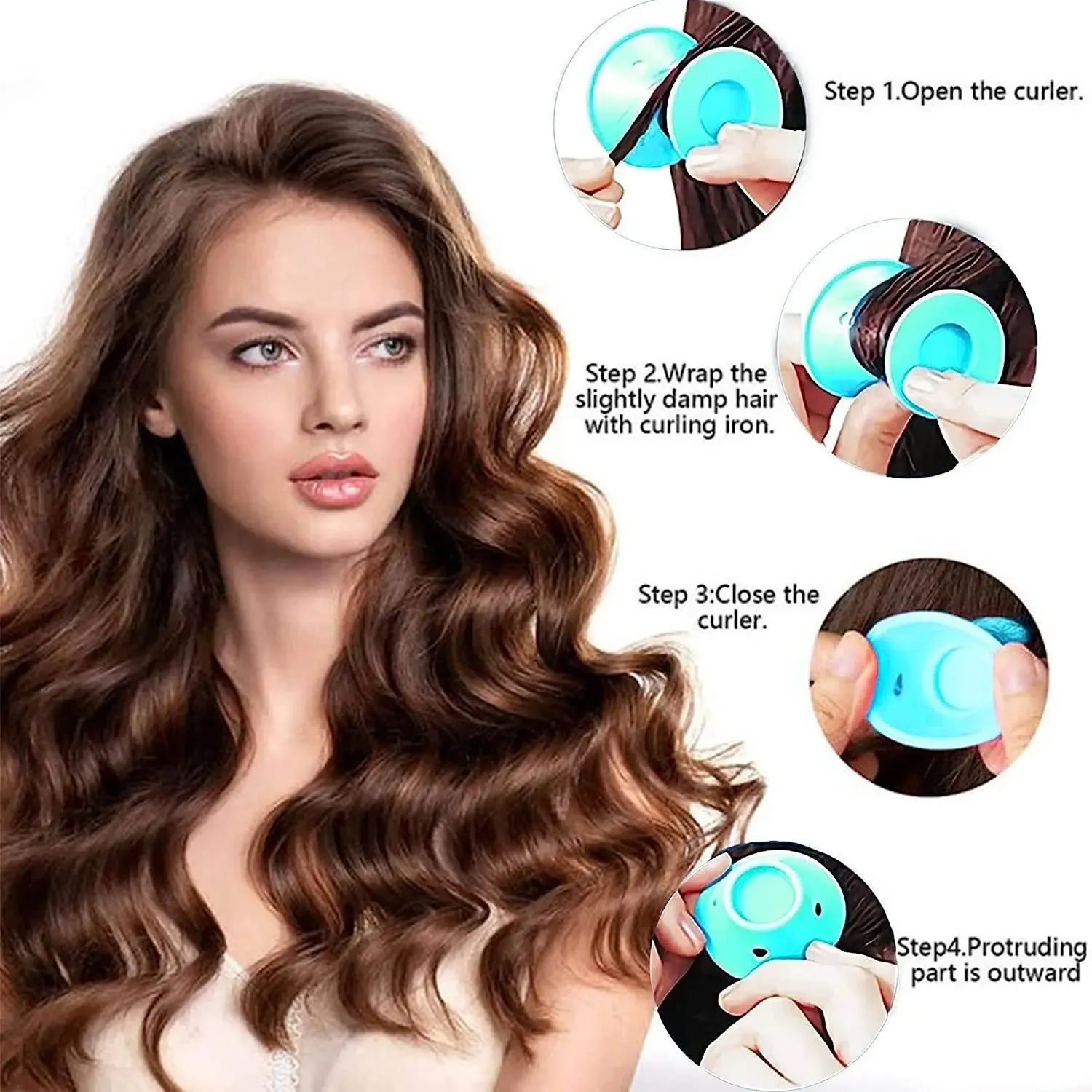 10/20 pièces Bigoudis en silicone souple sans chaleur, rouleaux à cheveux sans clips, outils de coiffure DIY 4