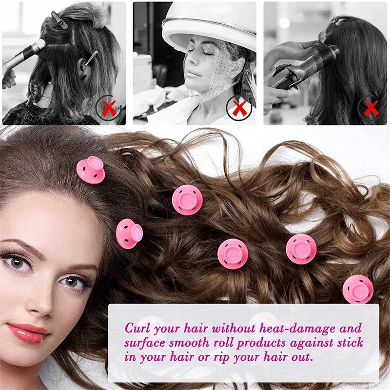 10/20 pièces Bigoudis en silicone souple sans chaleur, rouleaux à cheveux sans clips, outils de coiffure DIY 5