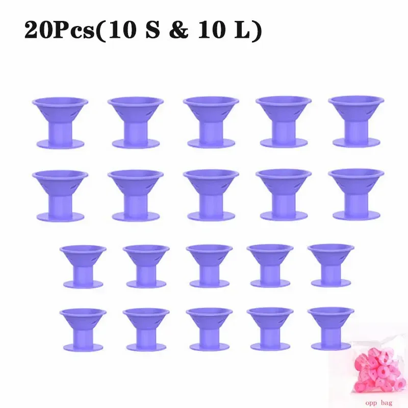 10/20 pièces Bigoudis en silicone souple sans chaleur, rouleaux à cheveux sans clips, outils de coiffure DIY 9