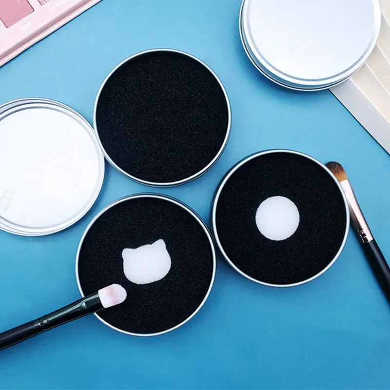 Éponge de nettoyage au charbon actif pour pinceaux de maquillage avec boîte 6