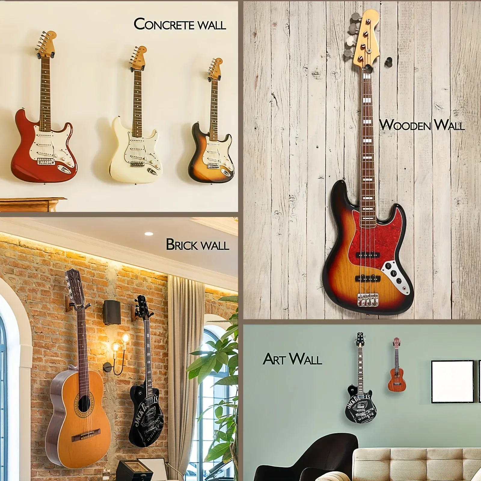 Support guitare mural en situation