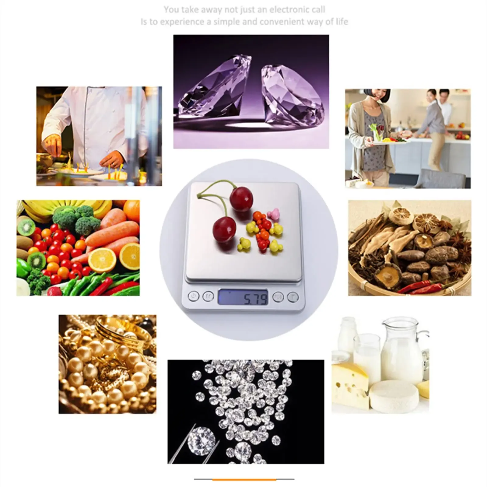 Balance de cuisine numérique 3000 g / 0,1 g, mini balance de précision, balance alimentaire avec écran LCD, fonction tare, pesée en grammes et onces 6
