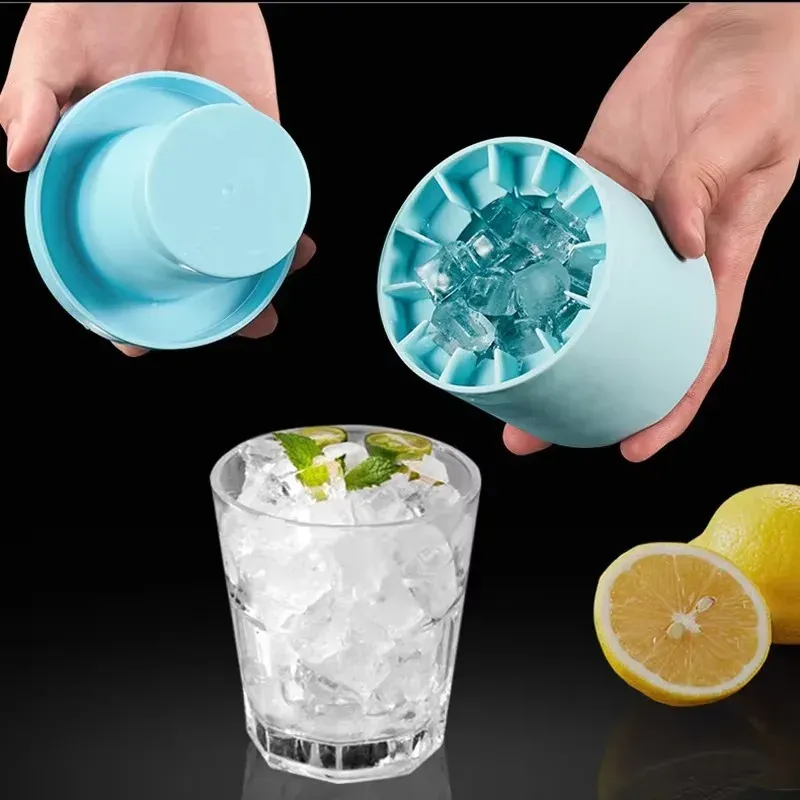 Bac à glaçons cylindrique en silicone de qualité alimentaire avec couvercle - Image 1