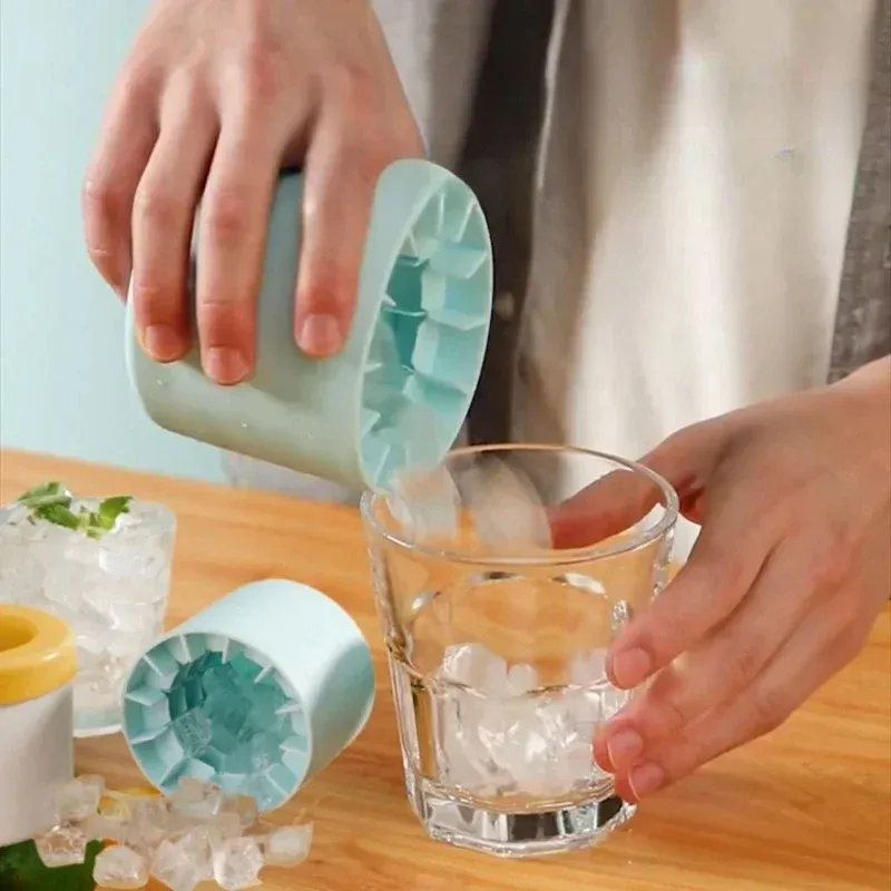 Bac à glaçons cylindrique en silicone de qualité alimentaire avec couvercle 2