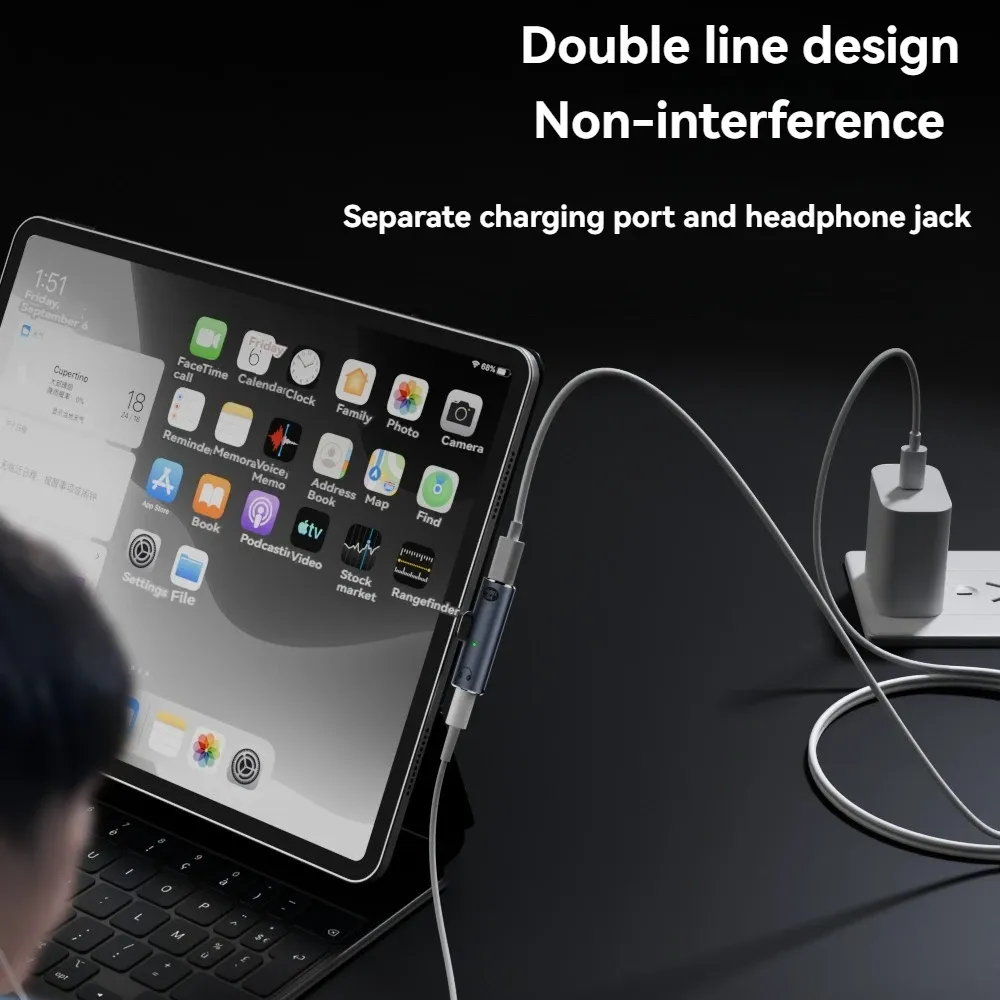 Adaptateur USB-C vers Jack 3,5 mm 2 en 1 avec charge rapide PD 100 W pour casque audio, compatible ordinateur portable et smartphone 4