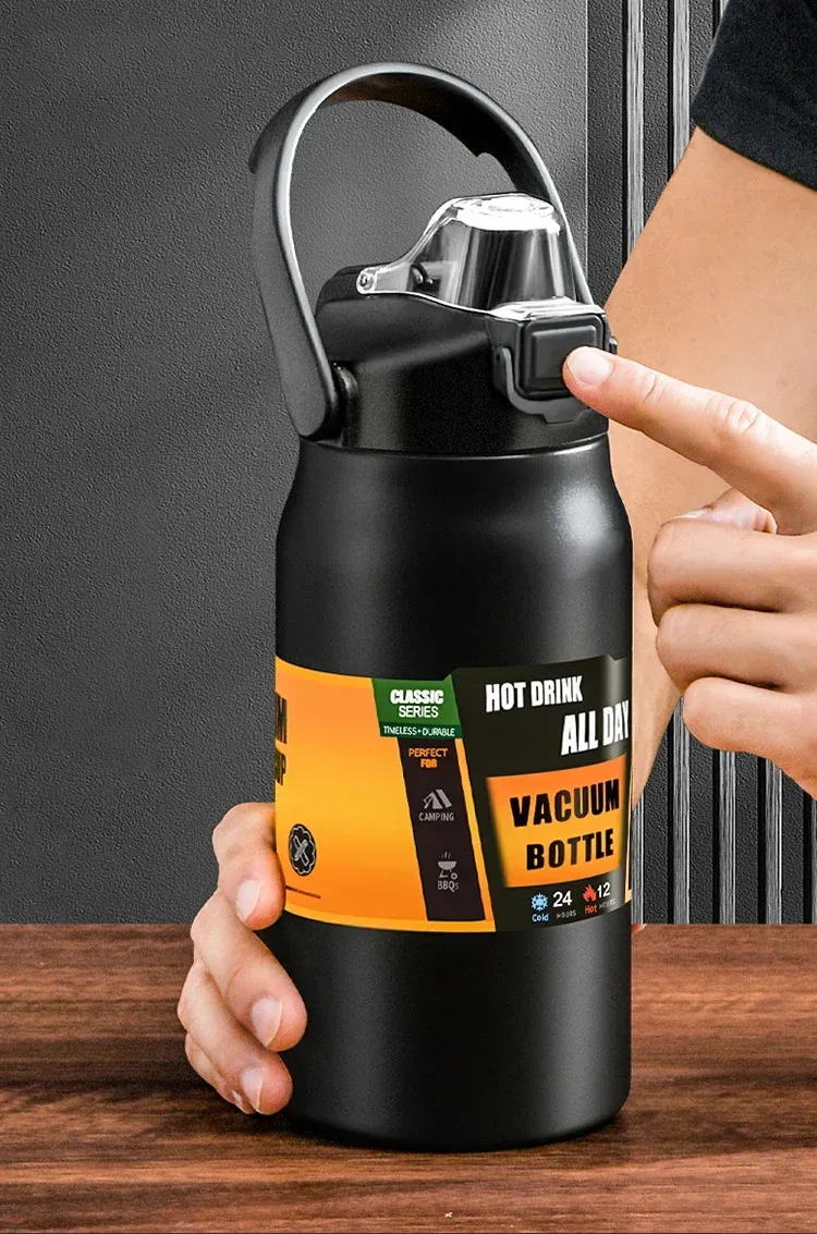 Bouteille isotherme portable en acier inoxydable 304 avec paille, pour le sport et l'extérieur - Image 1