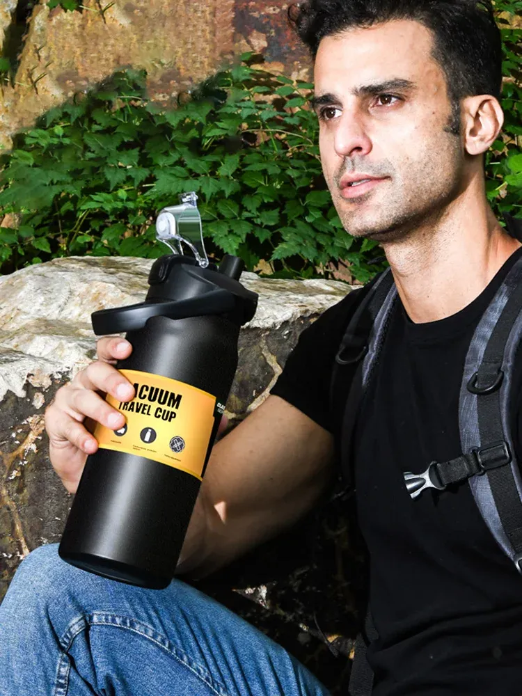 Bouteille isotherme portable en acier inoxydable 304 avec paille, pour le sport et l'extérieur 6