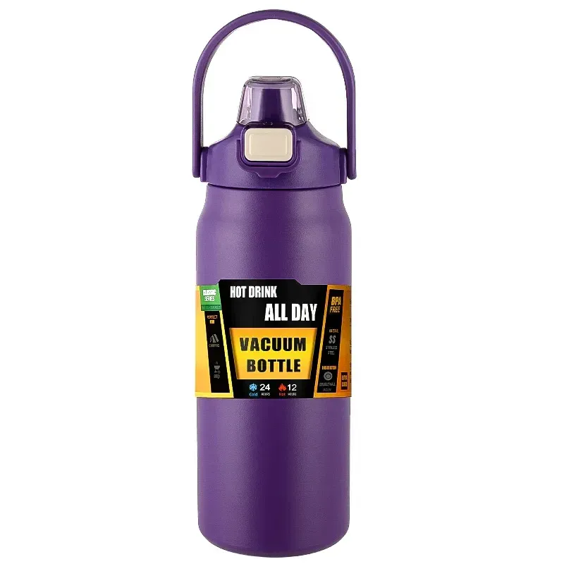Bouteille isotherme portable en acier inoxydable 304 avec paille, pour le sport et l'extérieur 12