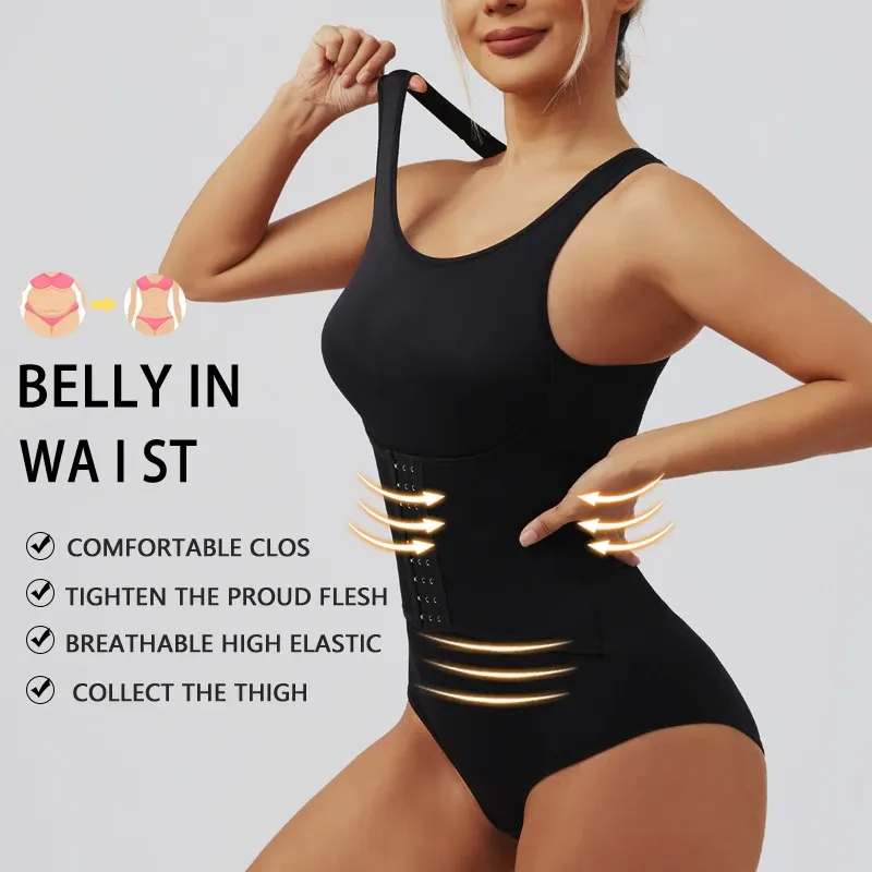 Combinaison de gaine pour femme avec fermeture éclair, ceinture ventre gainante, entrejambe à pression et corset amincissant 3