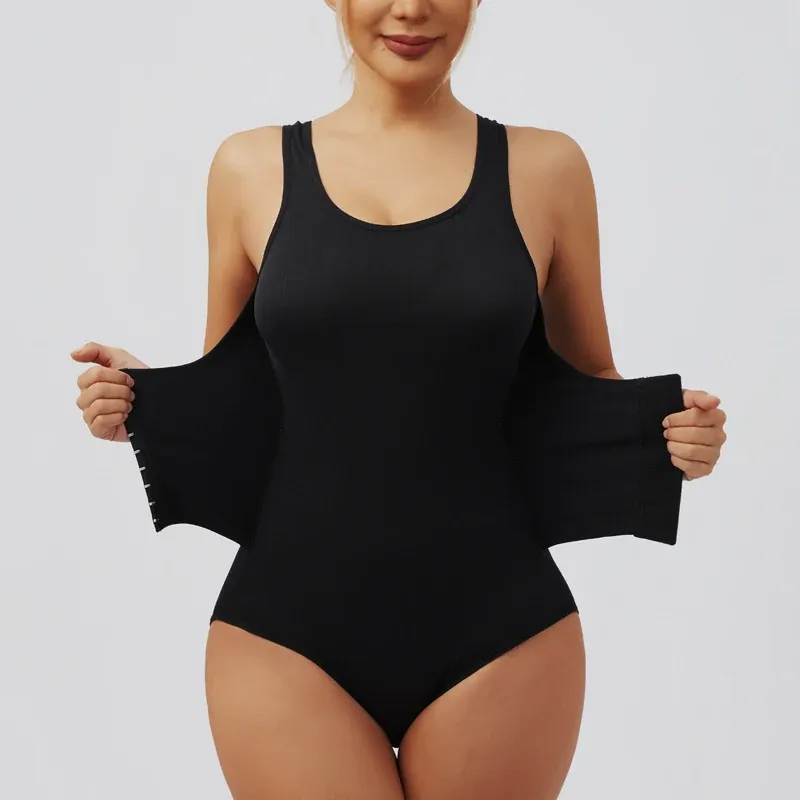 Combinaison de gaine pour femme avec fermeture éclair, ceinture ventre gainante, entrejambe à pression et corset amincissant 2