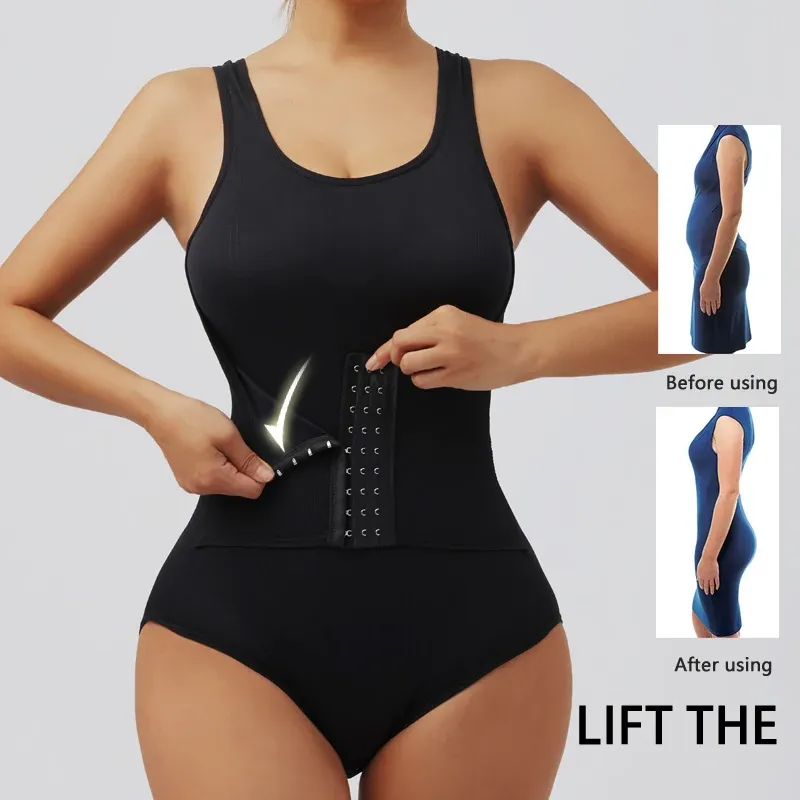 Combinaison de gaine pour femme avec fermeture éclair, ceinture ventre gainante, entrejambe à pression et corset amincissant 4