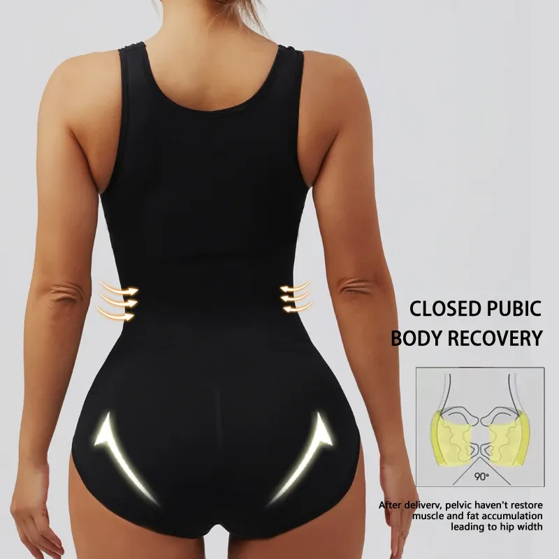 Combinaison de gaine pour femme avec fermeture éclair, ceinture ventre gainante, entrejambe à pression et corset amincissant 6