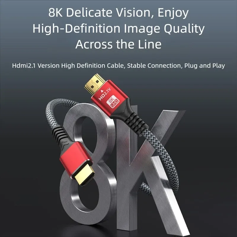 Câble HDMI 2.1 8K haute vitesse, 4K 144 Hz, compatible TV, moniteur, projecteur et console de jeu PS 2