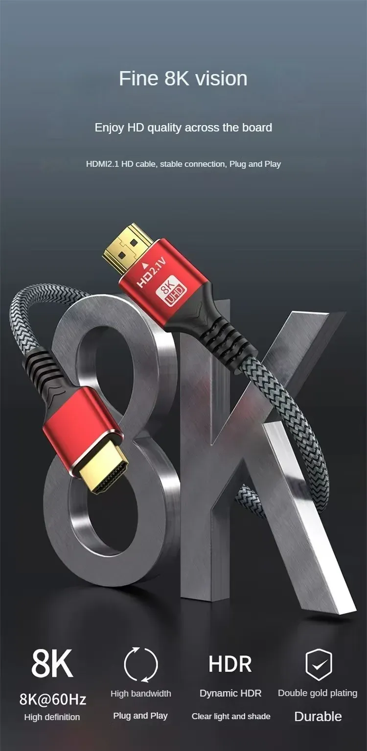 Câble HDMI 2.1 8K haute vitesse, vue détaillée