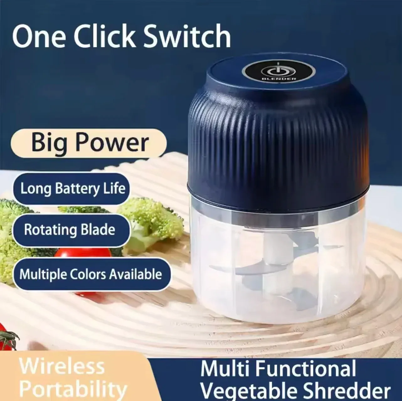 Mini hachoir à ail électrique sans fil rechargeable par USB - Image 1